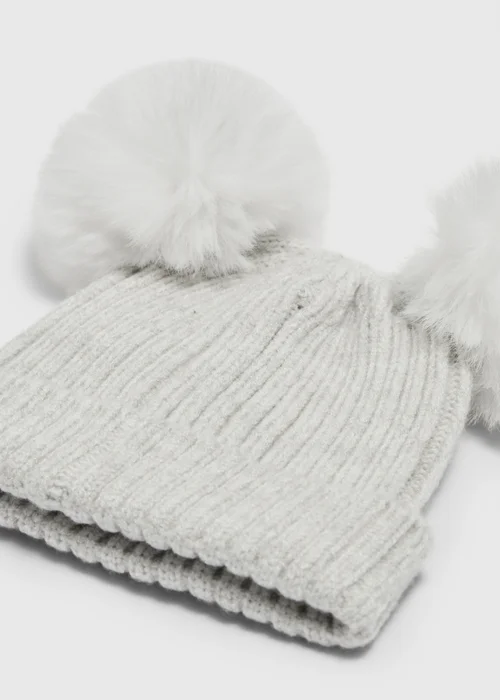Baby Grey Pom Pom Beanie (0-24mths) - Up to 1 Month Image 2