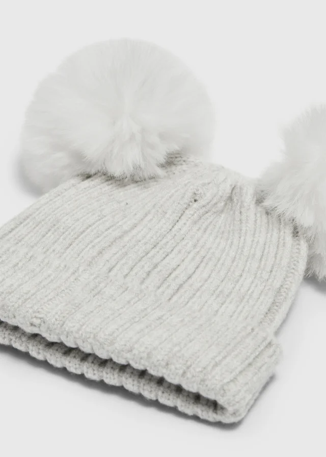 Baby Grey Pom Pom Beanie (0-24mths)