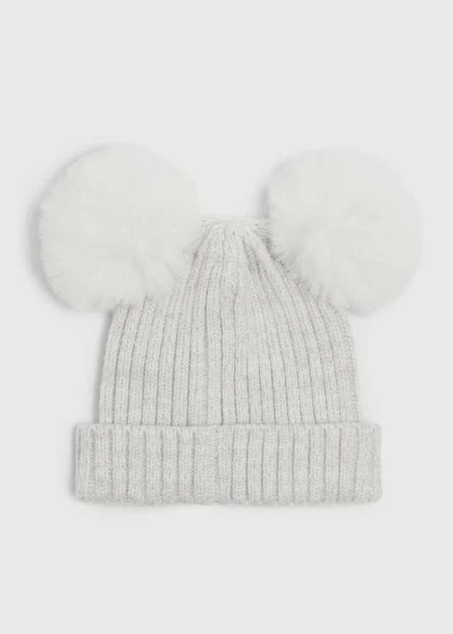 Baby Grey Pom Pom Beanie (0-24mths)