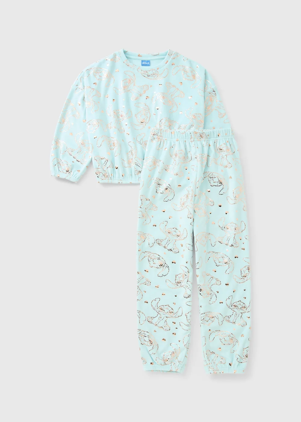 Girls Blue Stitch Fleece Pyjamas (3-14 Yrs) - 3-4 Yrs Image 1