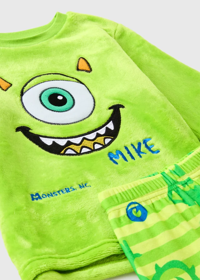 Disney Boys Green Monsters Inc Mike Fleece Pyjamas (1-7yrs)