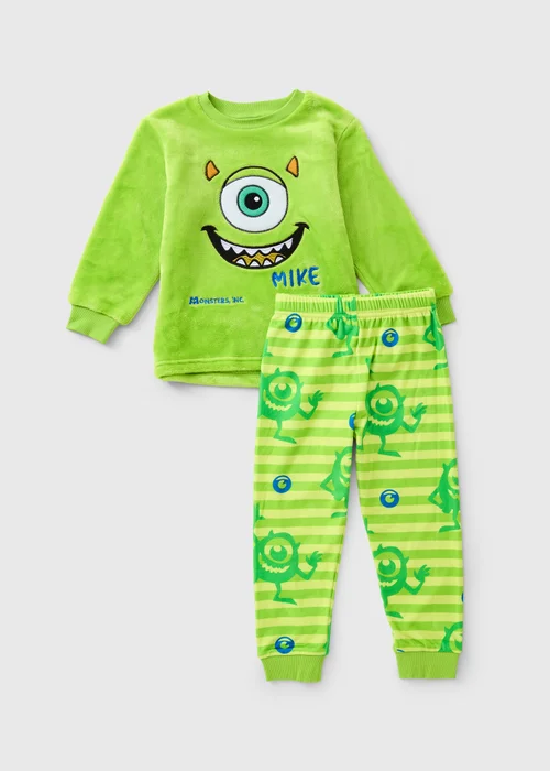 Disney Boys Green Monsters Inc Mike Fleece Pyjamas (1-7yrs) - 1-1.5 Yrs Image 1
