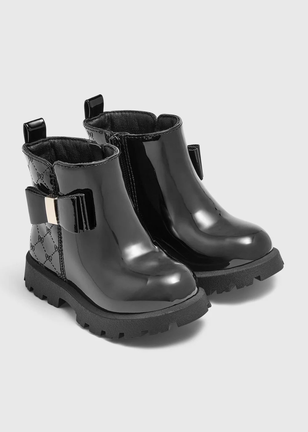 Girls Black Zip Up Bow Boots (Younger 4-12) - 4 Infants Image 1