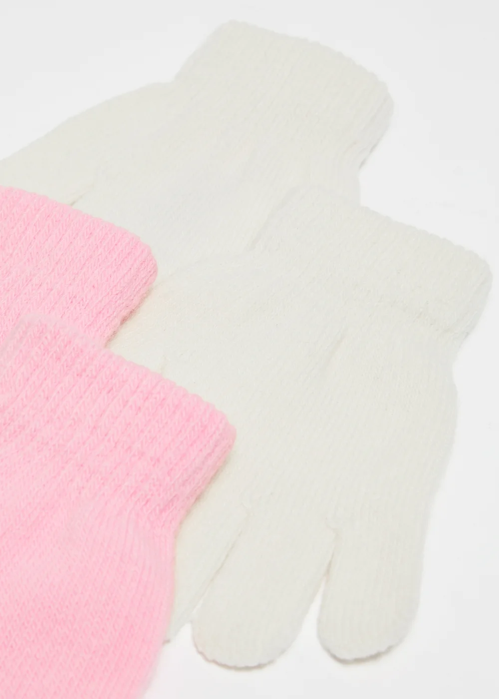 2 Pack Girls Pink/Cream Gloves - One Size Image 2