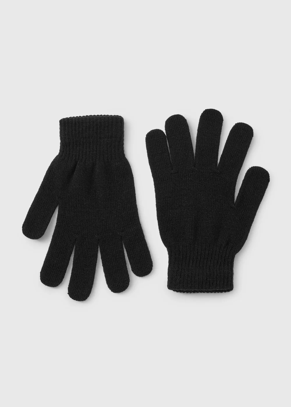 2 Pack Boys Black Gloves - One Size Image 1