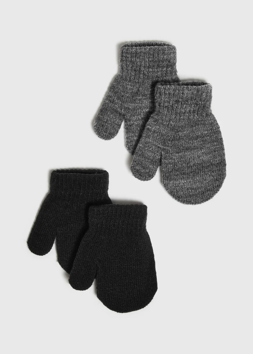 2 Pack Boys Grey/Black Mittens - One Size Image 1