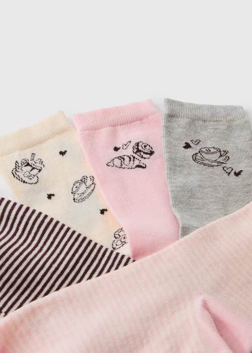 5 Pack Pink Brunch Ankle Socks - One Size Image 2