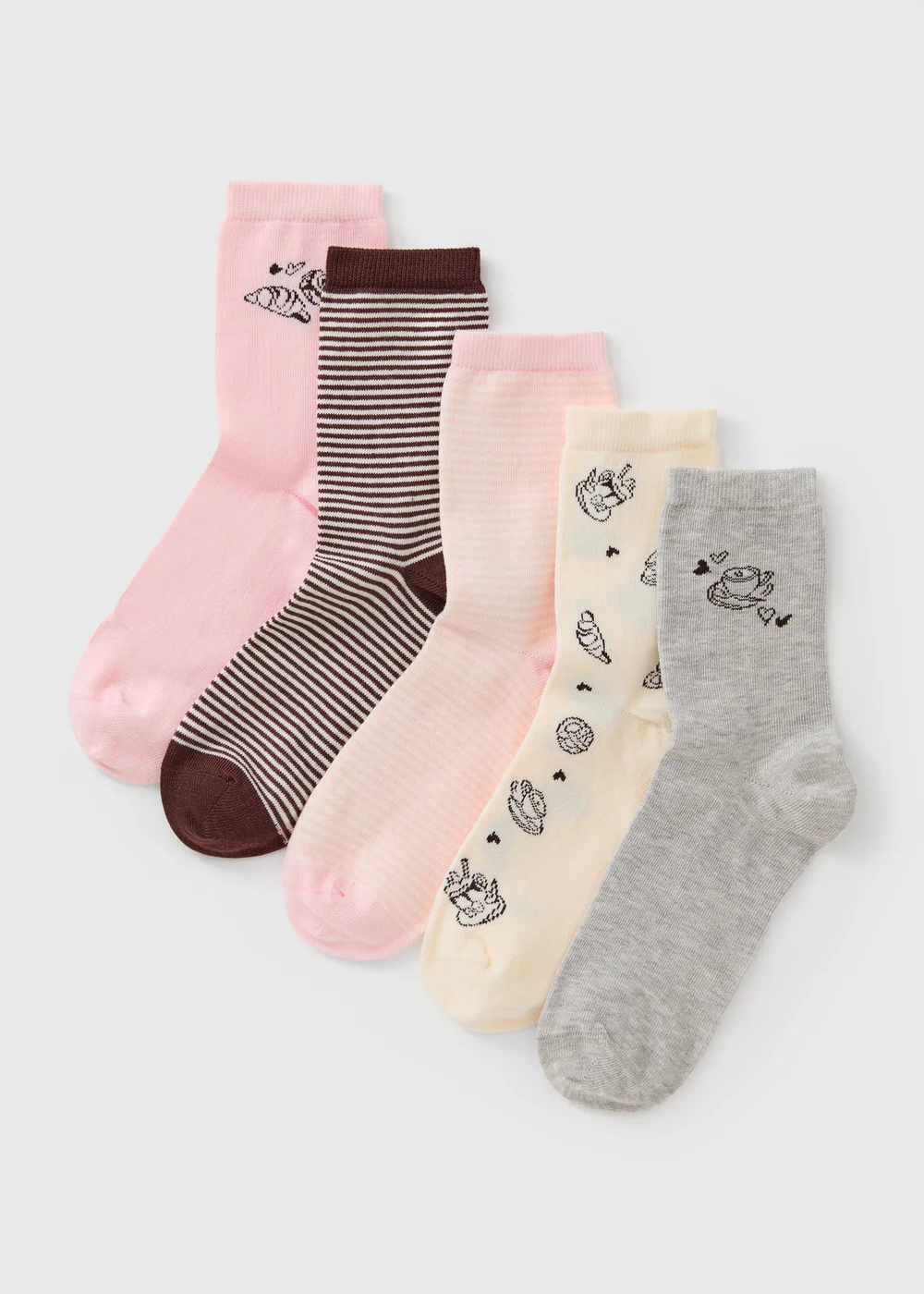 5 Pack Pink Brunch Ankle Socks - One Size Image 1