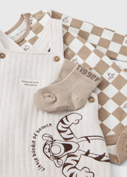 Baby Oatmeal Tigger Top & Dungarees Set (Newborn-18 mnths) - Up to 1 Month Image 2
