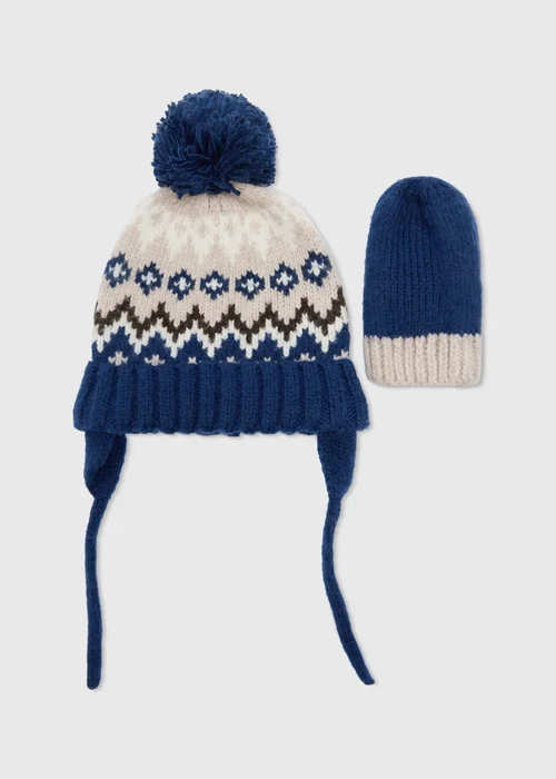 Baby 2 Pack Fairisle Hat & Mittens Set (1-24 Months) - Up to 1 Month Image 1