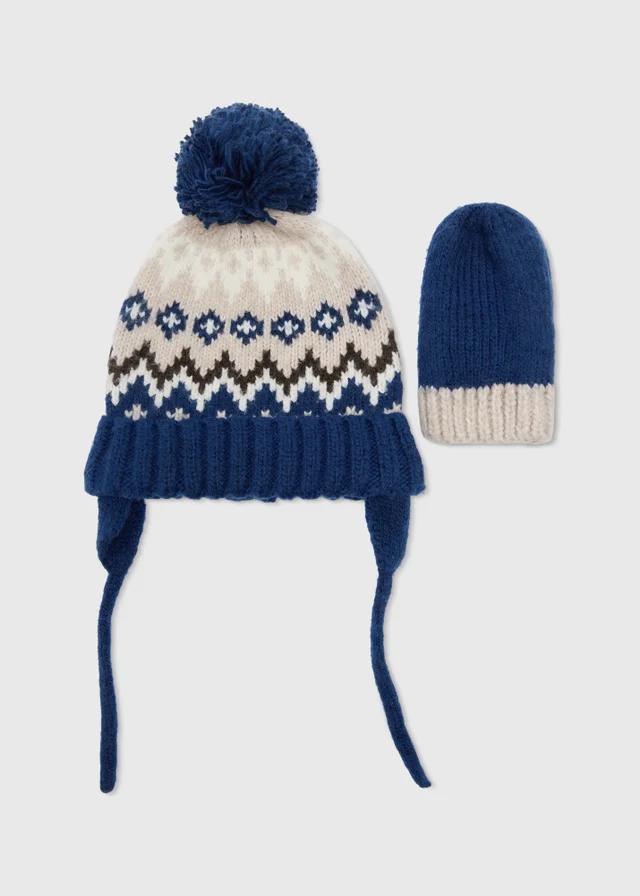 Baby 2 Pack Fairisle Hat & Mittens Set (1-24 Months)