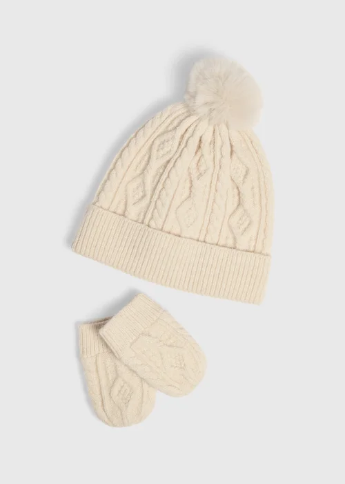 2 Pack Baby Hat & Mittens Set (0-24mths) - Up to 1 Month Image 1