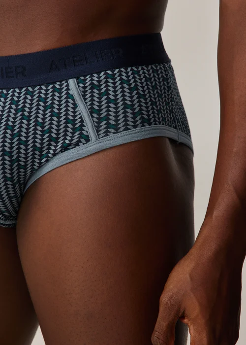 5 Pack Geometric Teal Briefs - S Image 4