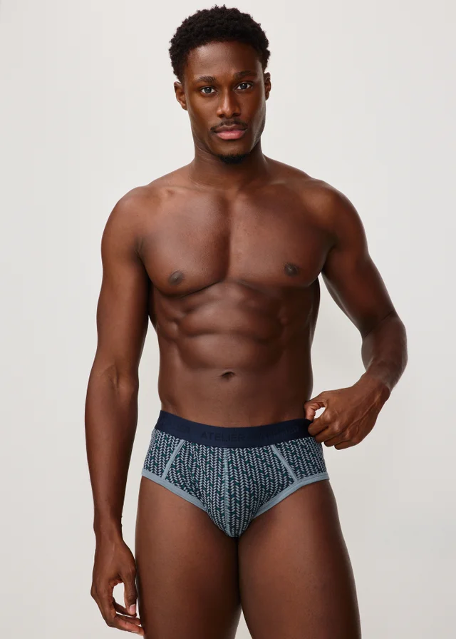 5 Pack Geometric Teal Briefs
