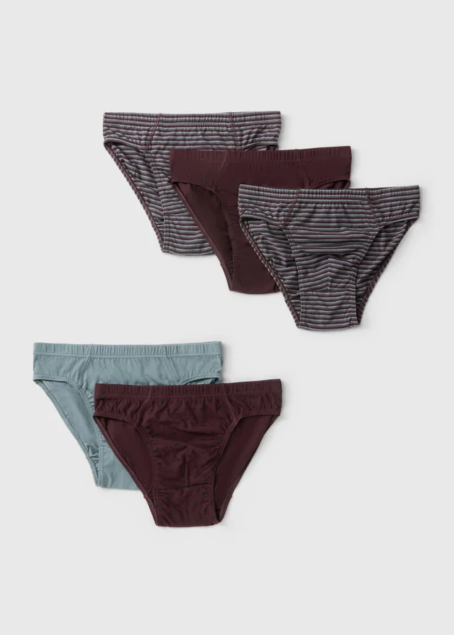 5 Pack Burgundy Stripe Briefs