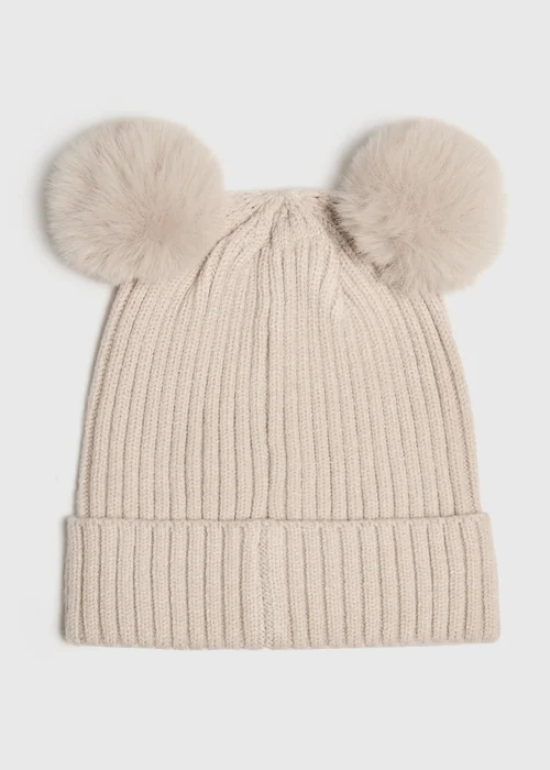 Girls Oatmeal Pom Pom Beanie (3-13yrs) - 7-10 Yrs Image 1