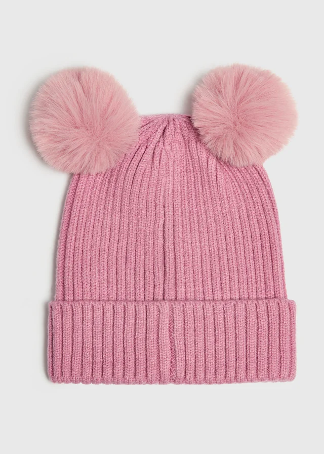 Girls Pink Pom Beanie (3-13yrs)