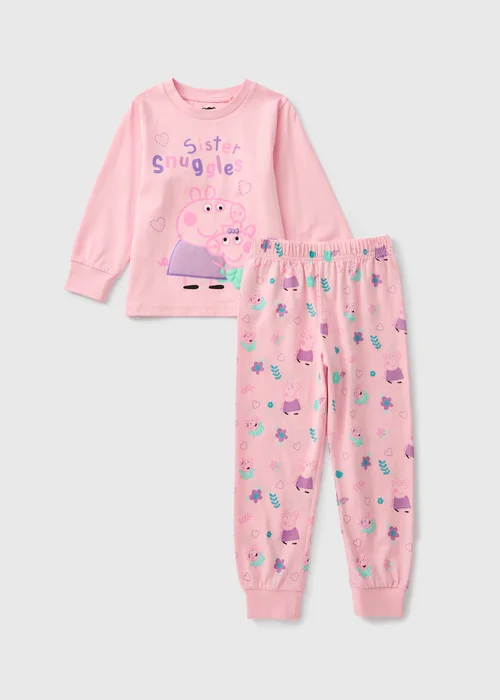 Girls Pink Peppa Pig Sister Pyjamas (1-5 Yrs) - 1-1.5 Yrs Image 1