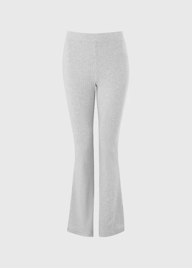 Grey Marl Ribbed Co Ord Flared Trousers