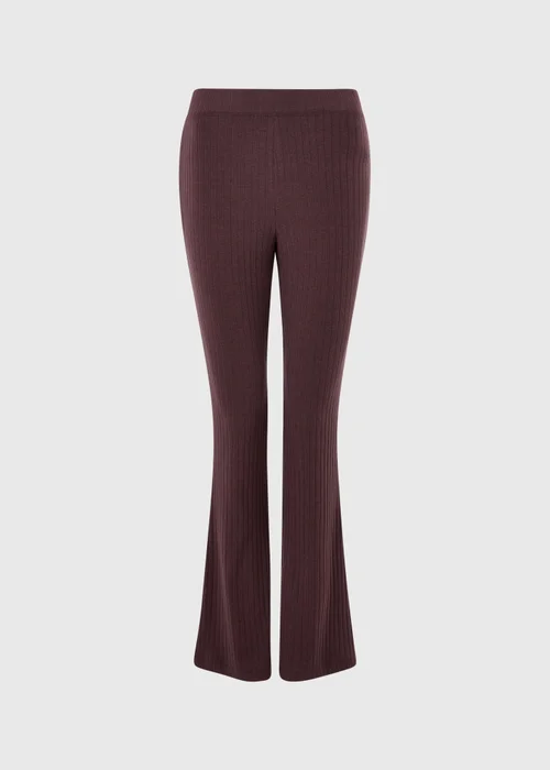Raisin Ribbed Co Ord Flared Leggings - 8 Image 4