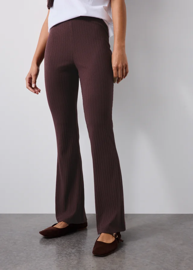 Raisin Ribbed Co Ord Flared Leggings
