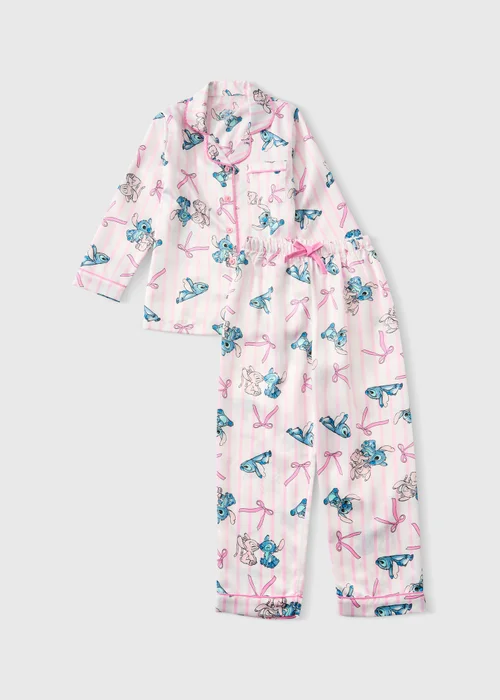 Disney Girls Pink Satin Stitch Long Sleeve Pyjama Set (4-13yrs) - 4 Yrs Image 1