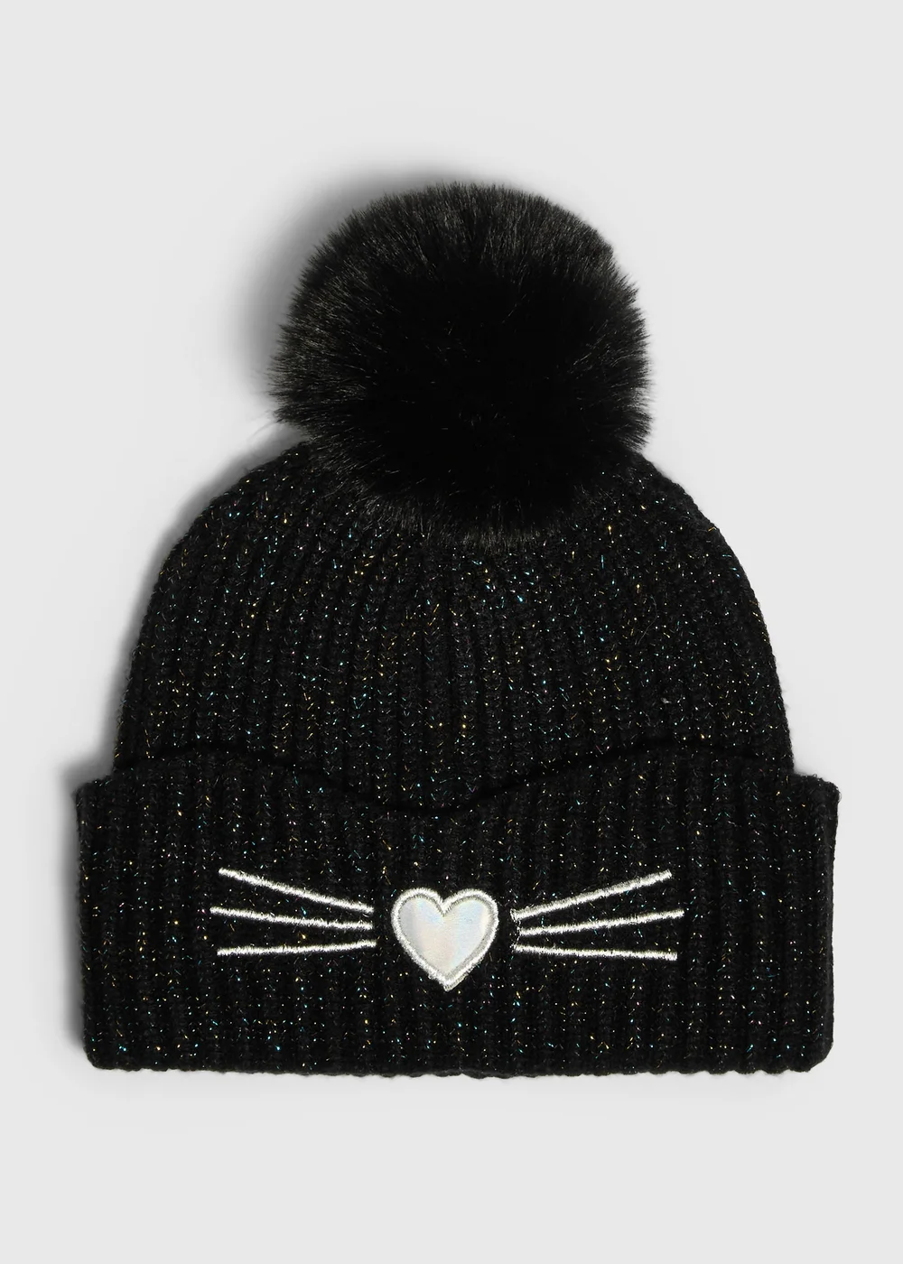 Girls Black Cat Beanie (3-10yrs) - 7-10 Yrs Image 1