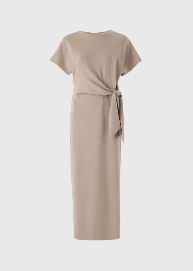 Papaya Petite Mocha Scuba Tie Waist Midi Dress