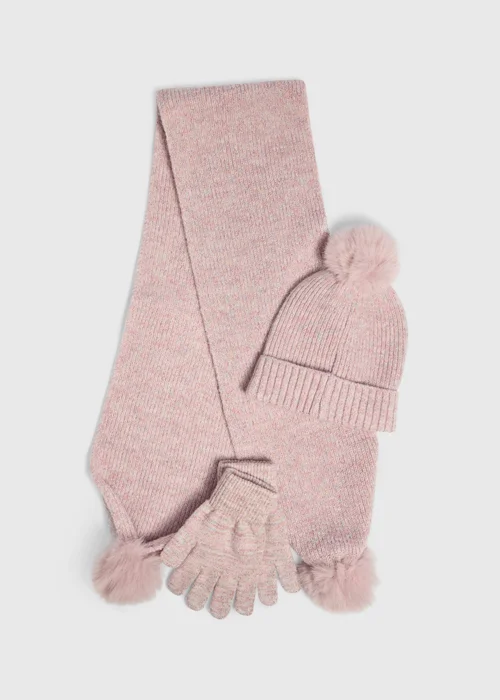 Girls Pink Sparkle Hat, Gloves & Scarf Set (3-13yrs) - 7-10 Yrs Image 1