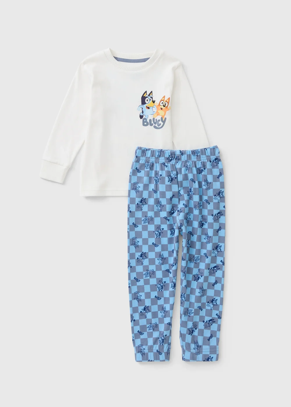 Bluey Boys Cream Check Pyjama Set (1-7yrs) - 1-1.5 Yrs Image 1