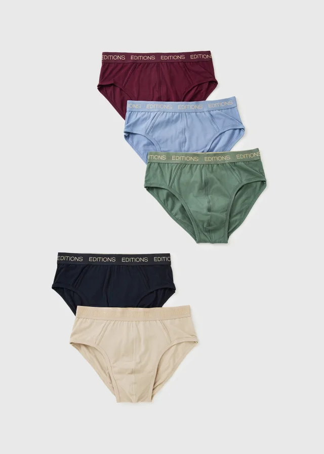 5 Pack Multicoloured Plain Briefs