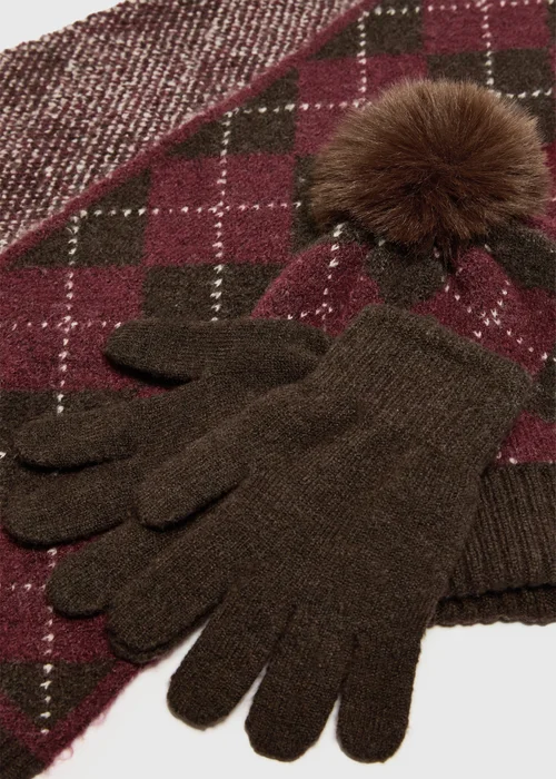 Girls 2 Piece Burgundy Hat Scarf & Gloves Set (3-13Yrs) - 7-10 Yrs Image 2