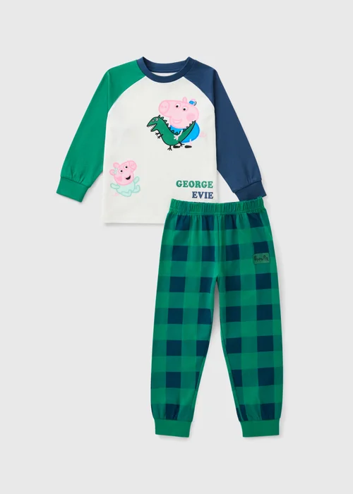 Peppa Pig George Boys Cream Check Pyjama Set (1-5 Yrs) - 1-1.5 Yrs Image 1