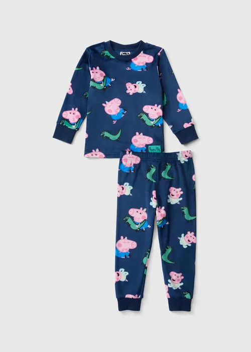 Disney Boys Navy George Pig Fleece Pyjamas (1-5 yrs) - 1-1.5 Yrs Image 1