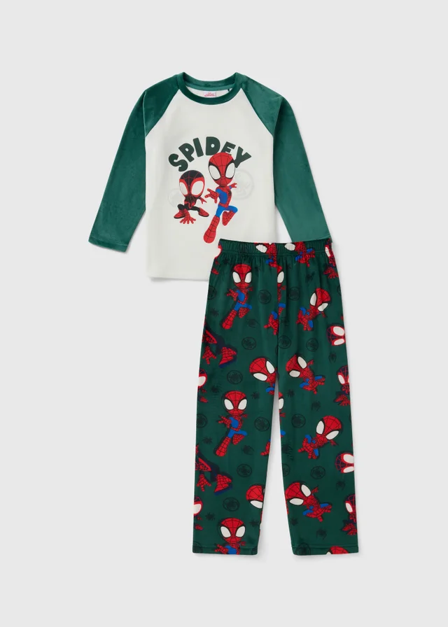 Disney Boys Green Spidey Fleece Pyjamas (1-7 Yrs)