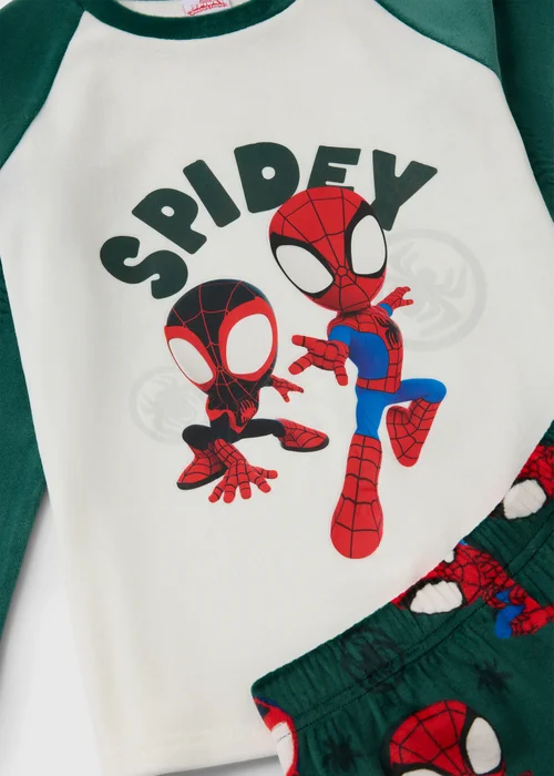 Disney Boys Green Spidey Fleece Pyjamas (1-7 Yrs) - 1-1.5 Yrs Image 2