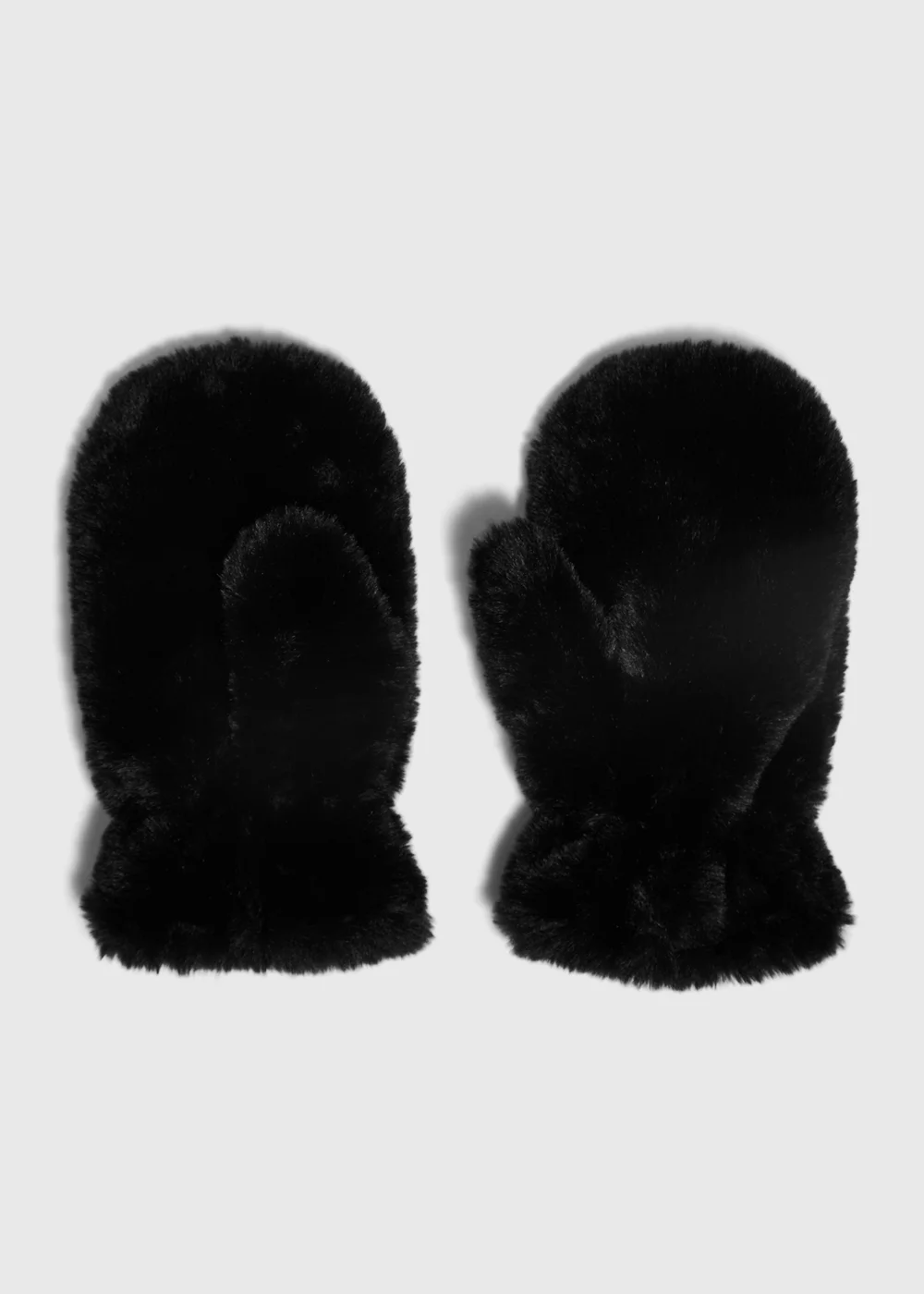 Girls Black Faux Fur Mittens (3-13yrs) - 7-10 Yrs Image 1