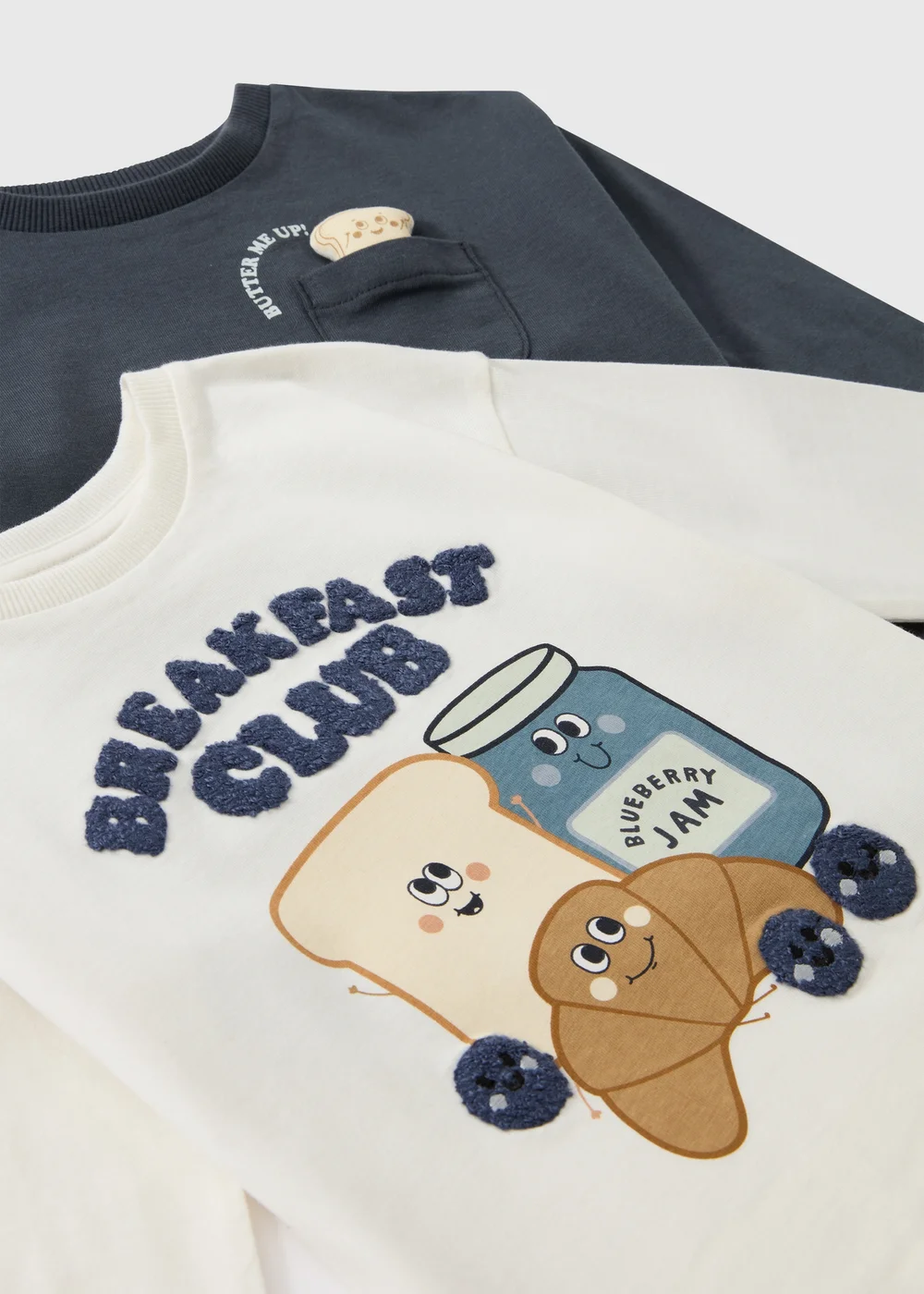 2 Pack Boys Navy & White Breakfast Club T-Shirts (1-8yrs) - 1-1.5 Yrs Image 2