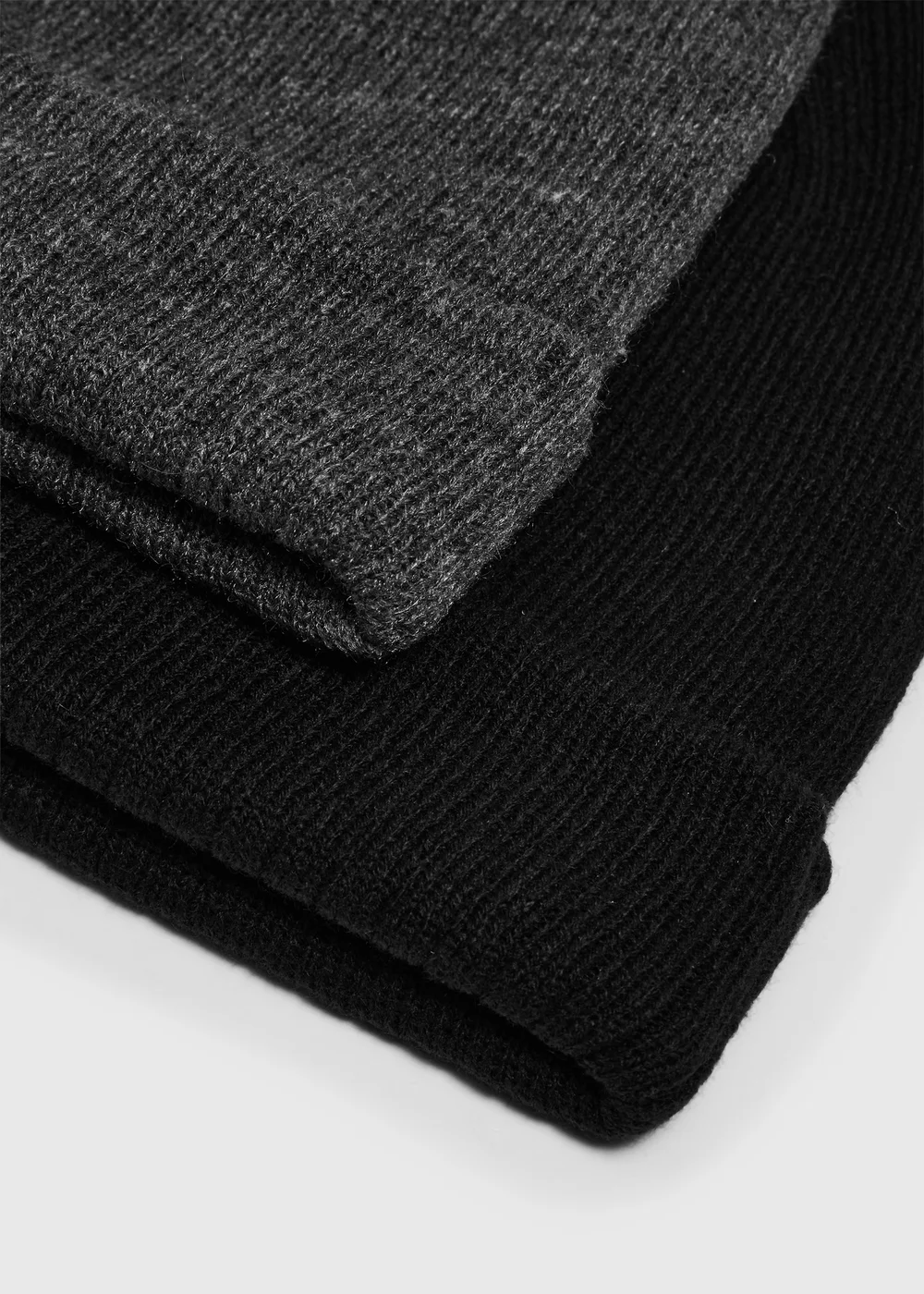 Black & Grey Ribbed Beanie – 2 Pack - 7-10 Yrs Image 2