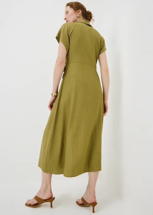 Lime Green Tie Front Midi Shirt Dress - 8 Image 2