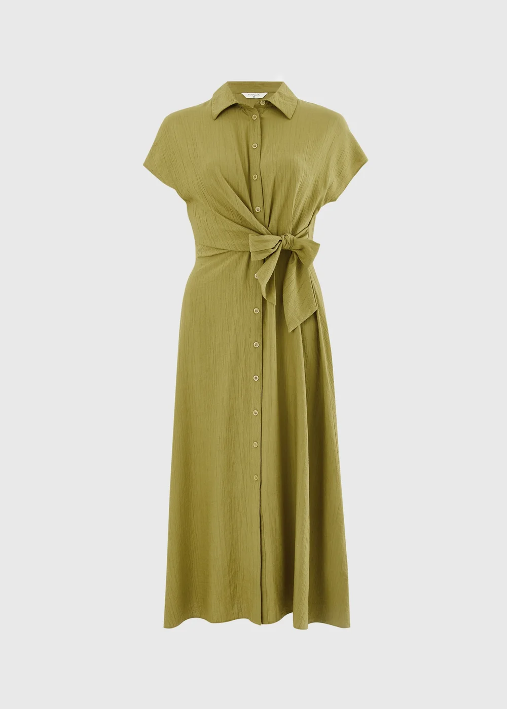 Lime Green Tie Front Midi Shirt Dress - 8 Image 3