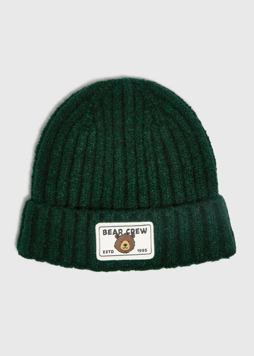 Boys Green Bear Badge Beanie Hat (3-10yrs) - 7-10 Yrs Image 1