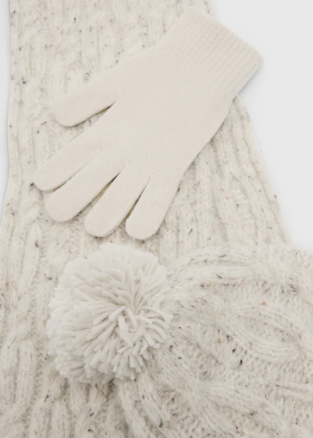 Kids Oatmeal 3 Piece Hat Scarf & Gloves Set (3-13yrs)