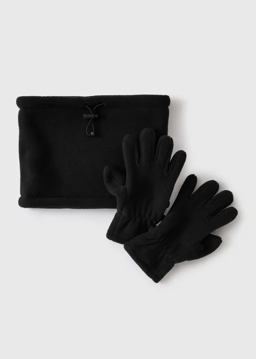 Boys Black Gloves & Snood Set (3-13 yrs) - 7-10 Yrs Image 1