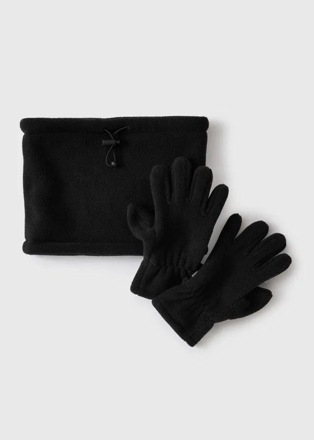 Boys Black Gloves & Snood Set (3-13 yrs)