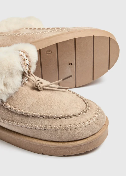 Taupe Fur Trim Snug Boots - 4 Image 2