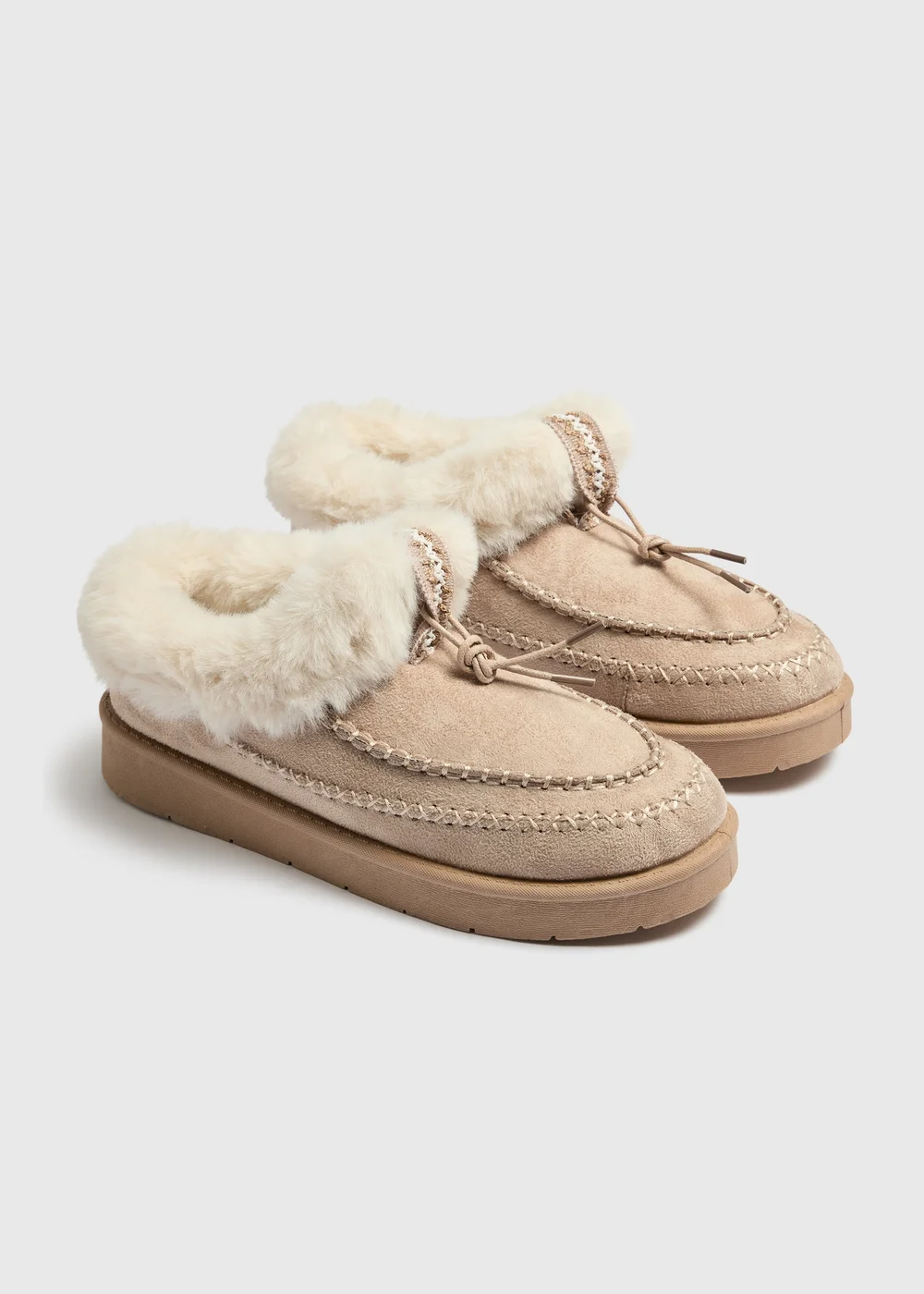Taupe Fur Trim Snug Boots - 4 Image 1