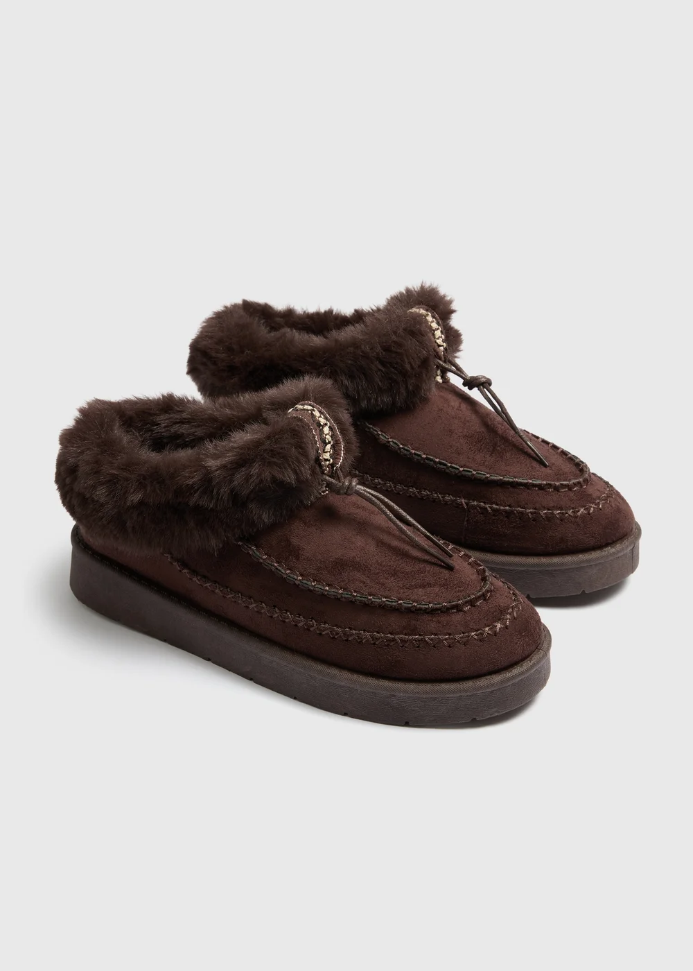 Brown Fur Trim Snug Boots - 5 Image 1