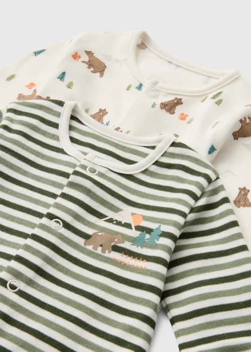 2 Pack Baby Green Adventure Sleepsuits (0-23mths) - Up to 1 Month Image 2