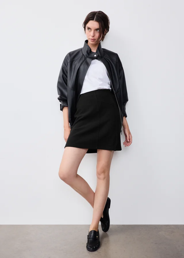 Black Brushed Mini Skirt